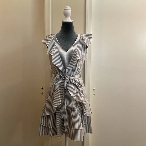 🤍 RACHEL Rachel Roy Felicia Blue Striped Nautical Cotton Dress - Picture 3 of 6